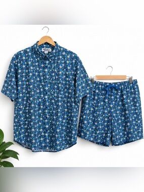 Mr. Swim XL Matching Shirt & Swim Trunks Floral Beach Vacation Set NWOT